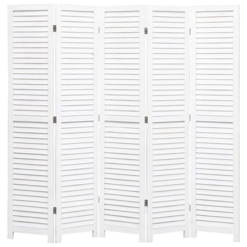 5panel Room Divider White 175x165cm Wood White