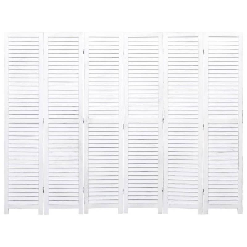 6panel Room Divider White 210x165cm Wood White
