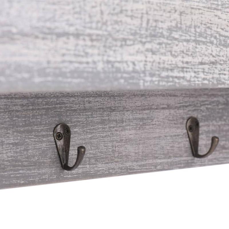Wall Mounted Coat Rack Grey 50x10x23cm Wood Grey