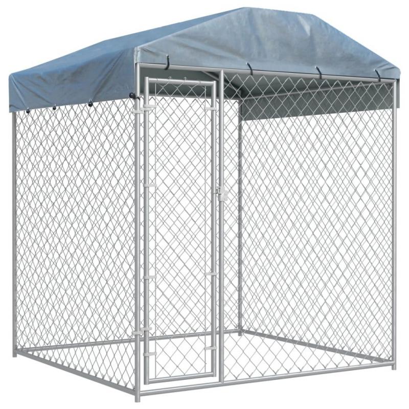 Outdoor Dog Kennel With Canopy Top 2x2x2.1 M