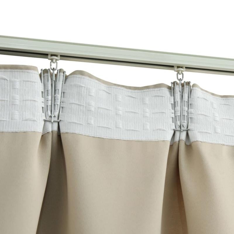 Blockout Curtains With Hooks 2 Pcs Beige 140x245 Cm