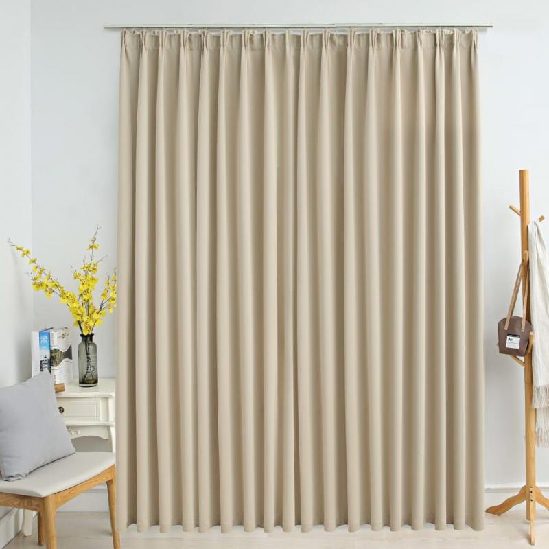 Blockout Curtain With Hooks Beige 290x245 Cm