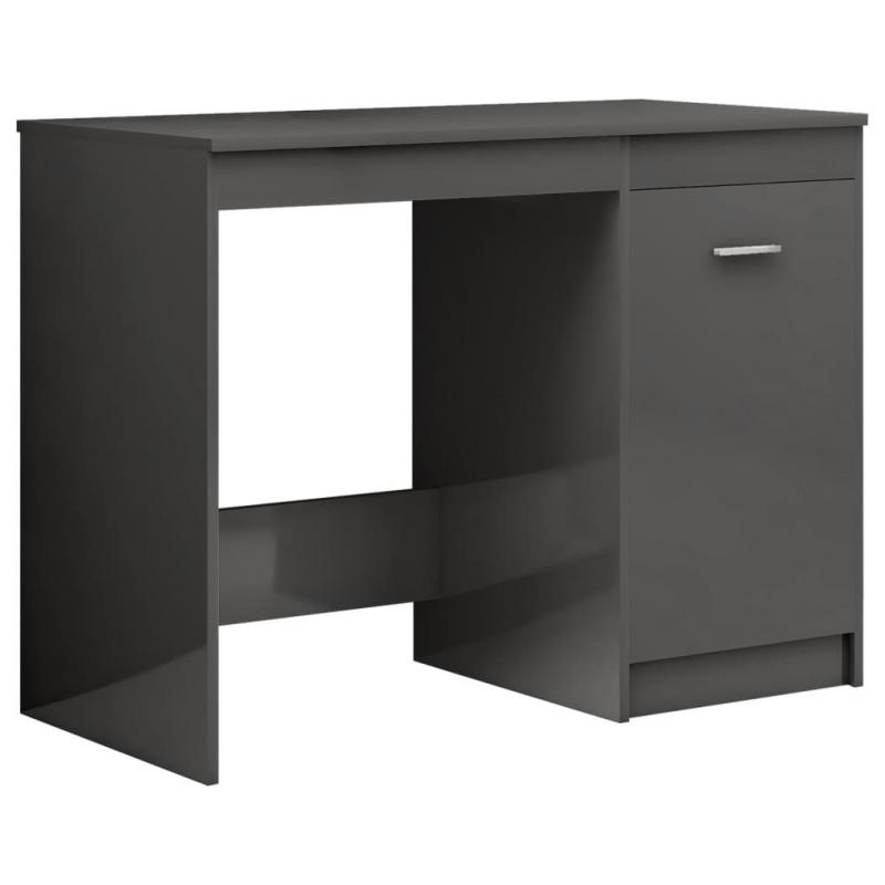 Desk High Gloss Grey 140x50x76 Cm Chipboard