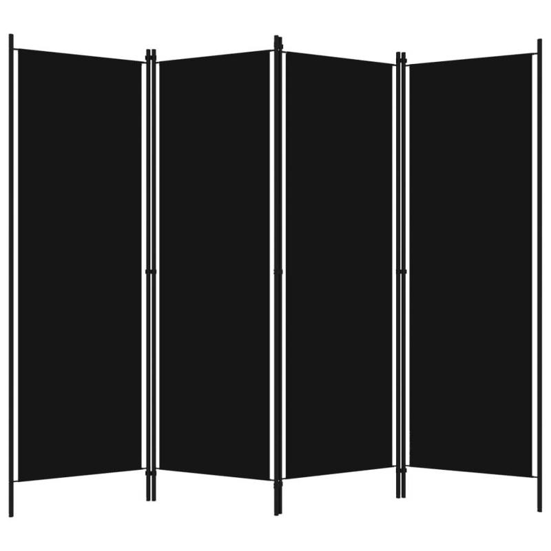 4panel Black Room Divider 200x180 Cm