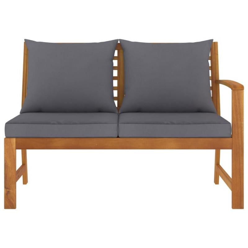 Garden Bench 114.5 Cm With Dark Grey Cushion Solid Acacia Wood