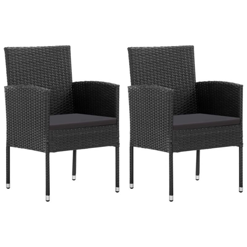 Poly Rattan Black Garden Chairs 2 Pcs