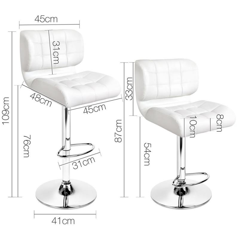 Set of 2 Leather Bar Stools White