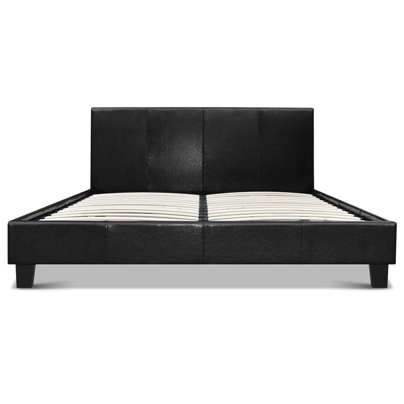 Double PVC Leather Bed Frame Black