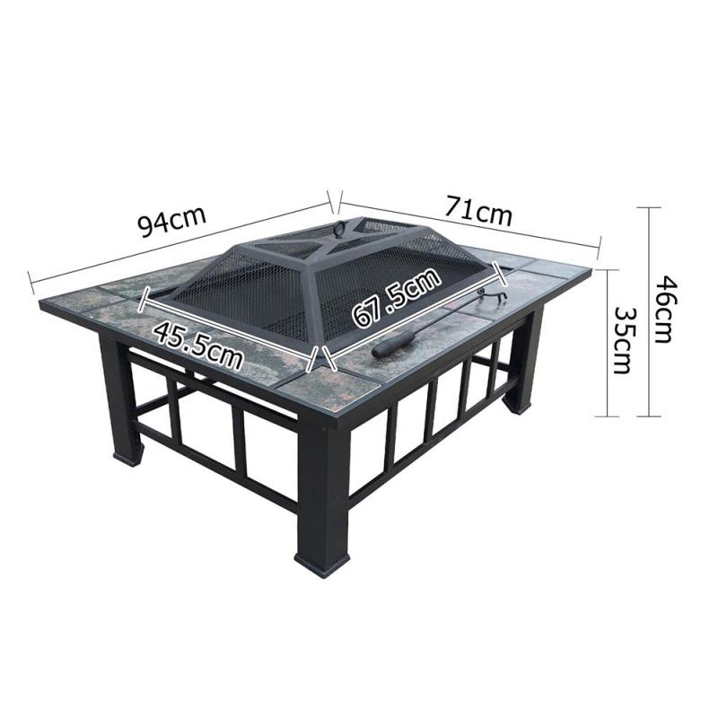 Outdoor Fire Pit BBQ Table Grill Fireplace with Ice Tray