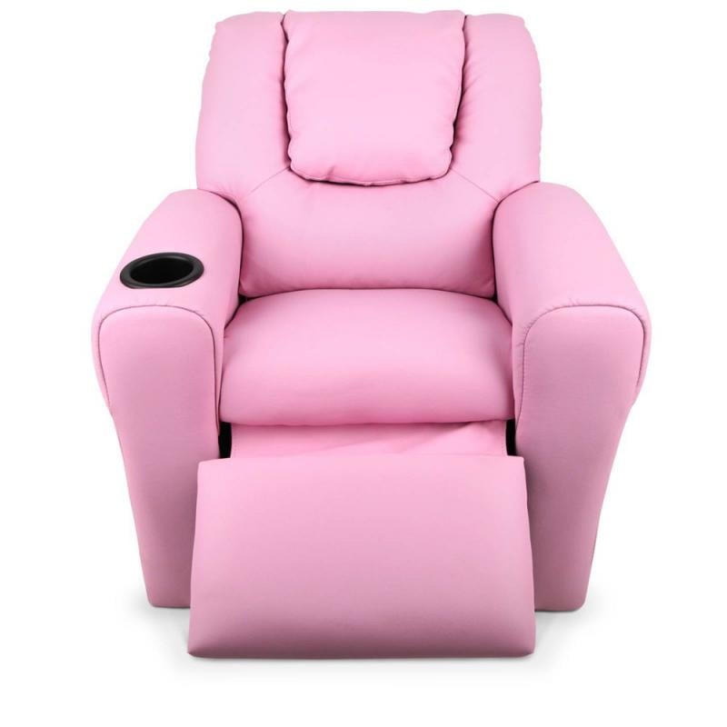 Kids Padded PU Leather Recliner Chair Pink