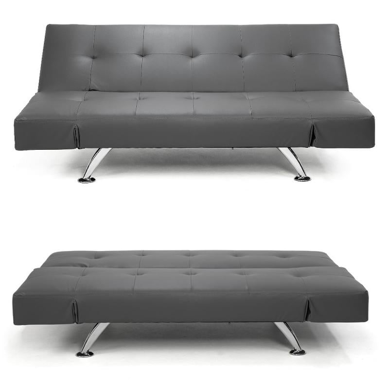 Audrey Faux Leather Sofa Bed with Adjustable Armrests by Sarantino Grey