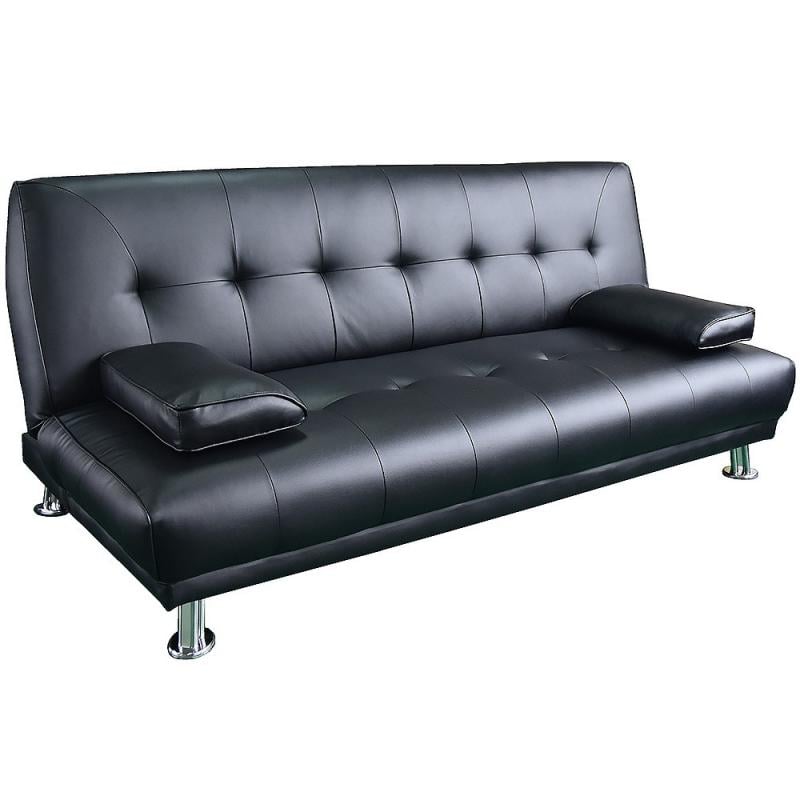 Jolie 3Seater Faux Leather Futon Sofa Bed with Pillows by Sarantino