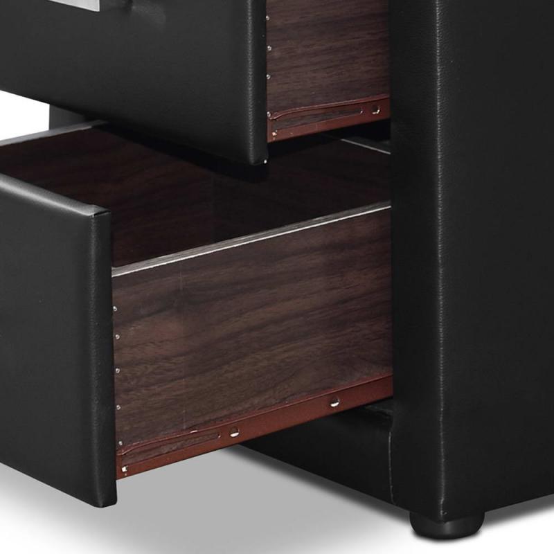 PVC Leather Bedside Table Black