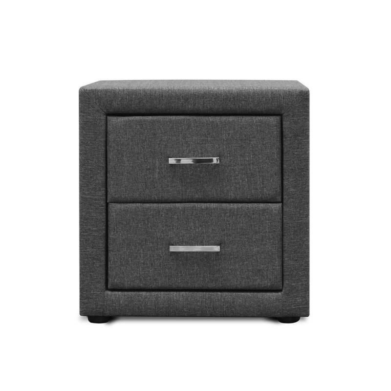 Fabric Bedside Table Grey
