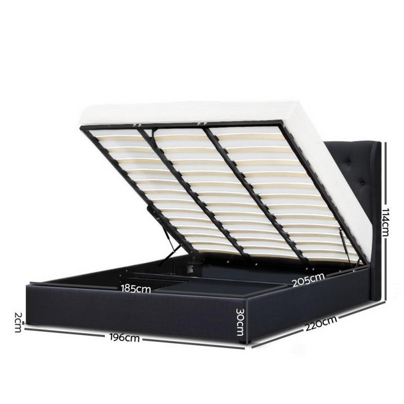 King Size Gas Lift Bed Frame Charcoal