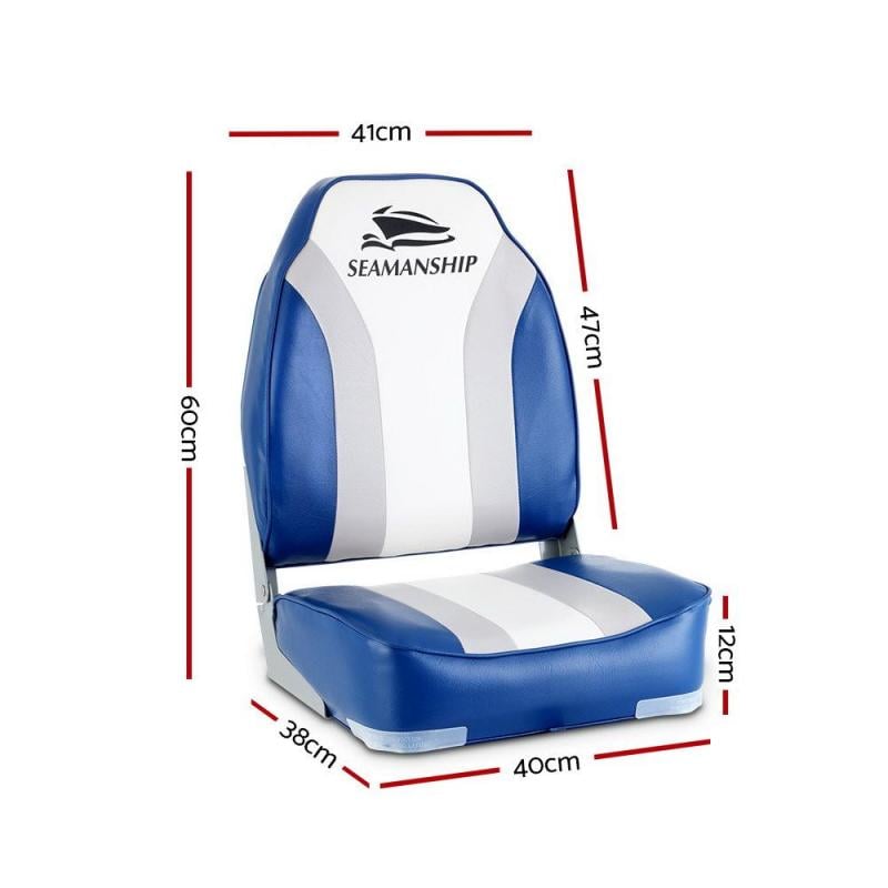 2X Folding Boat Seats Seat Marine Seating Set All Weather Swivels