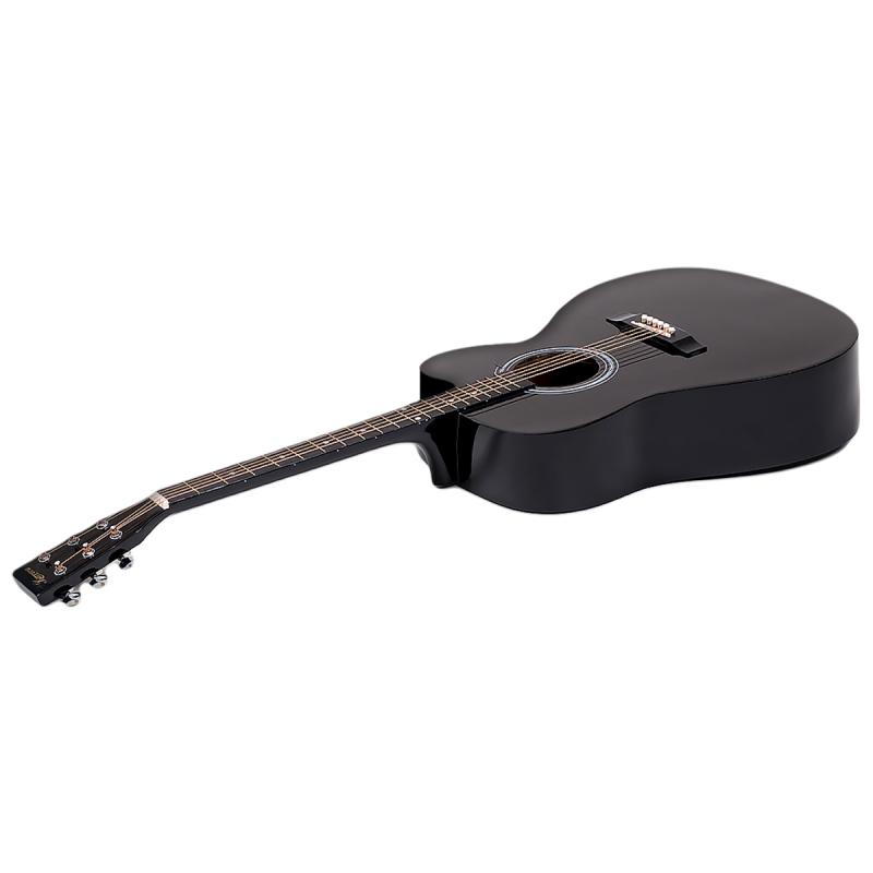 Karrera 38in Pro Cutaway Acoustic Guitar with Carry Bag Black