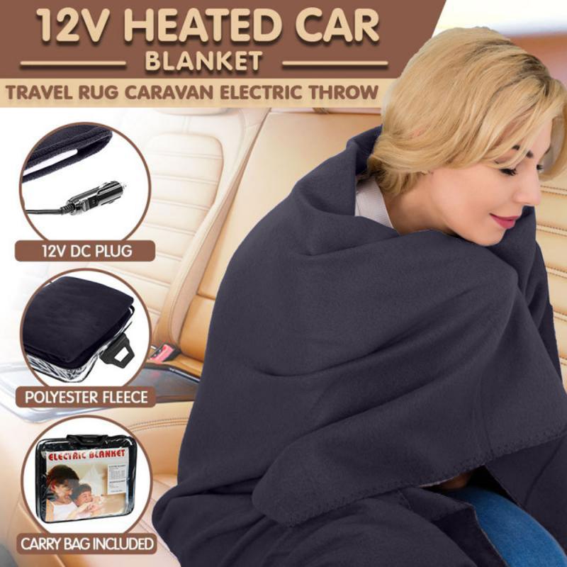 Heated Electric Car Blanket 150x110cm 12V Blue