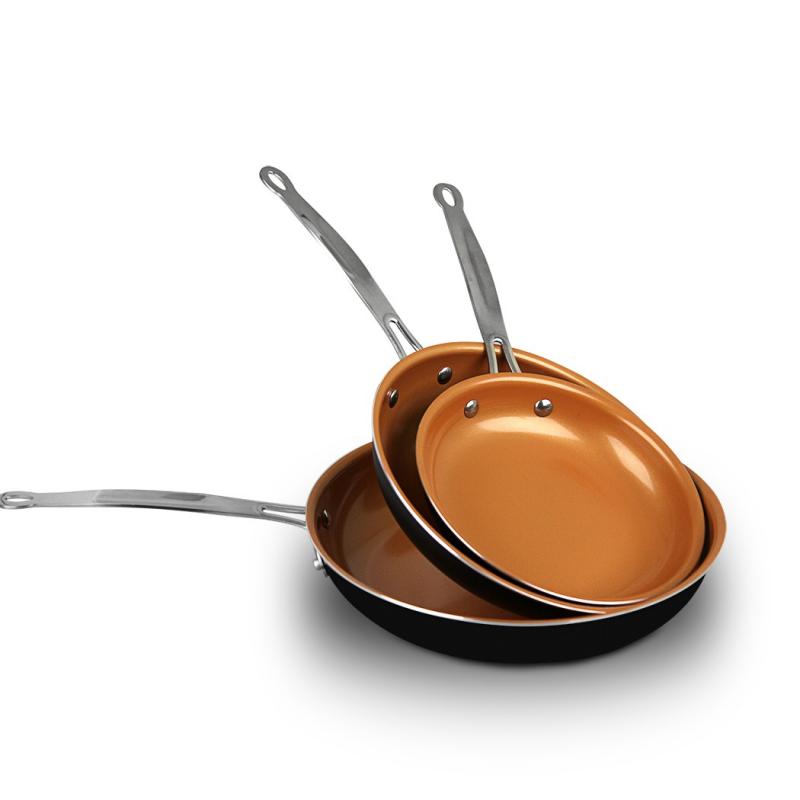 3pcs Ceramic Copper Nonstick Frying PanFry Pan Cookware