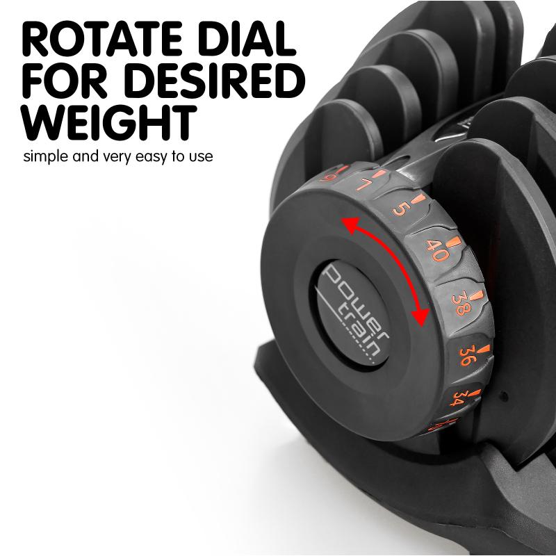 1x 40kg Powertrain Adjustable Dumbbell