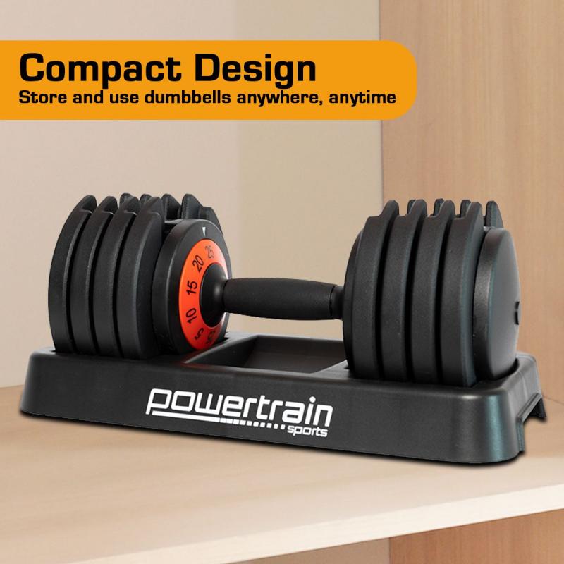 2x 25kg Powertrain GEN2 Pro Adjustable Dumbbells Homegym Weights