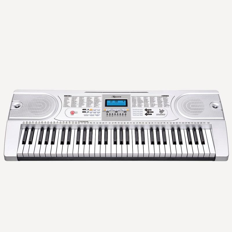 Karrera 61 Keys Electronic Keyboard Piano with Stand Silver
