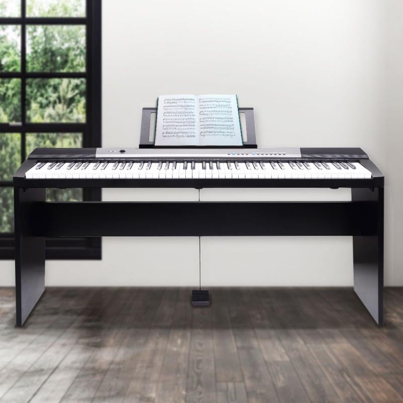 Karrera 88 Keys Electronic Keyboard Piano with Stand Pedal Black