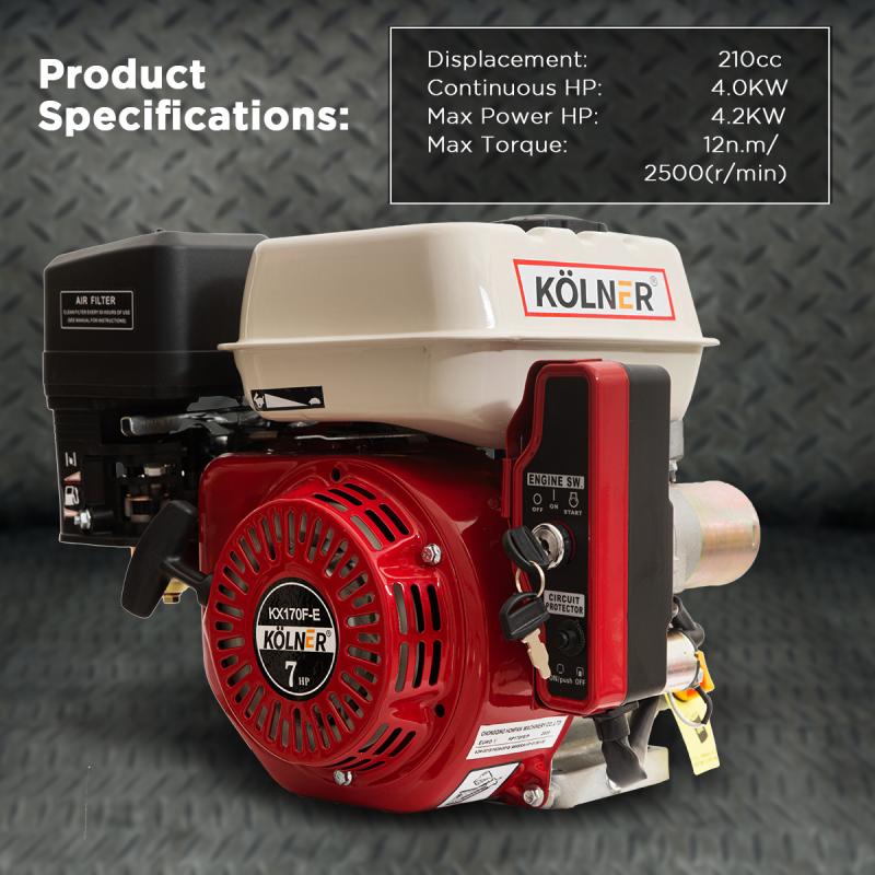 Kolner 7HP Horizontal Key Shaft Q Type Petrol Engine Electric Start