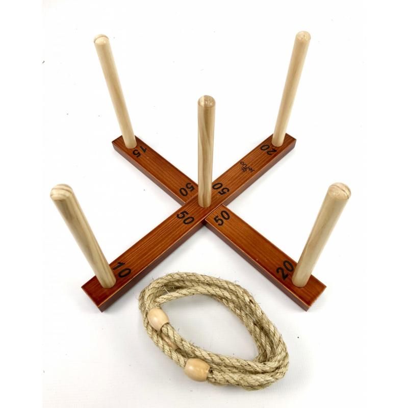 Outdoor Wooden Set Rope Ring Toss Quoits Game