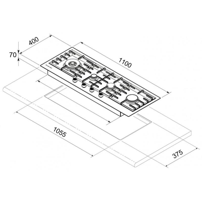 Kleenmaid Gas Cooktop 110cm 5 Burner With Wok GCT11030
