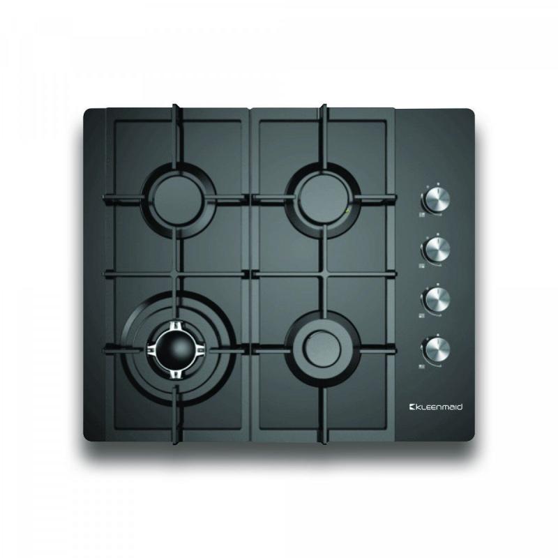 Kleenmaid 60cm Black Glass Gas Cooktop GCTK6012 Black