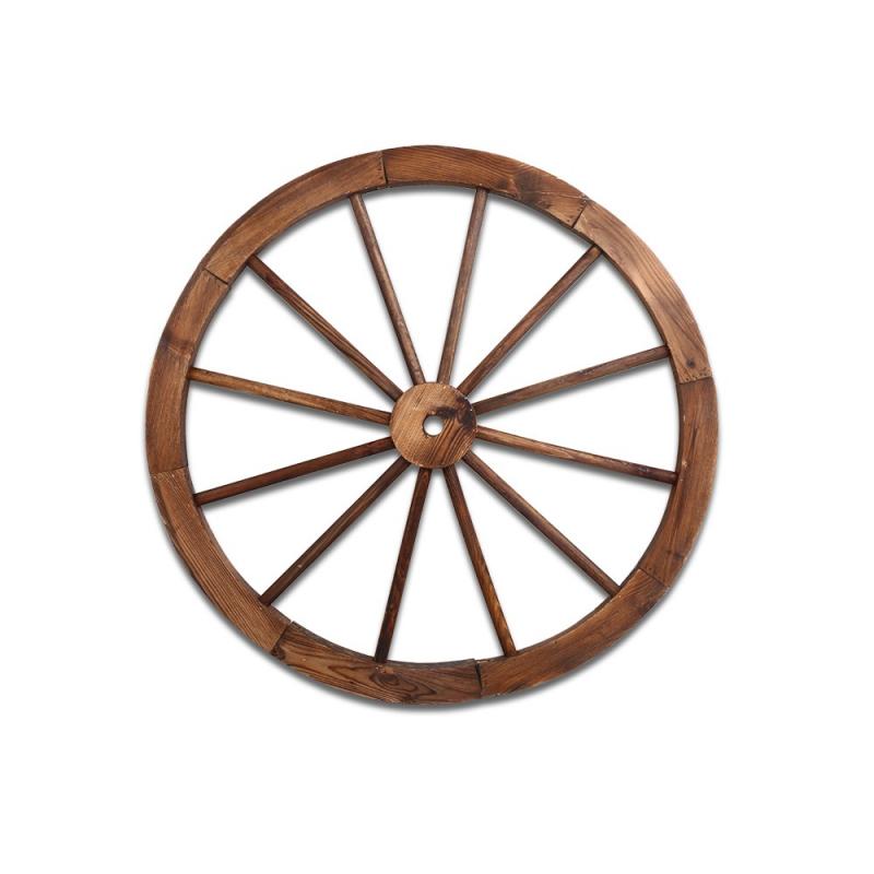 2x Decorative Garden Wooden Wagon Wheels