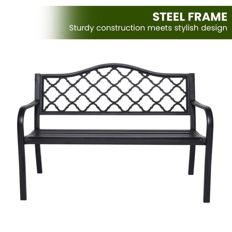 Wallaroo Steel Outdoor Garden Bench Elegant