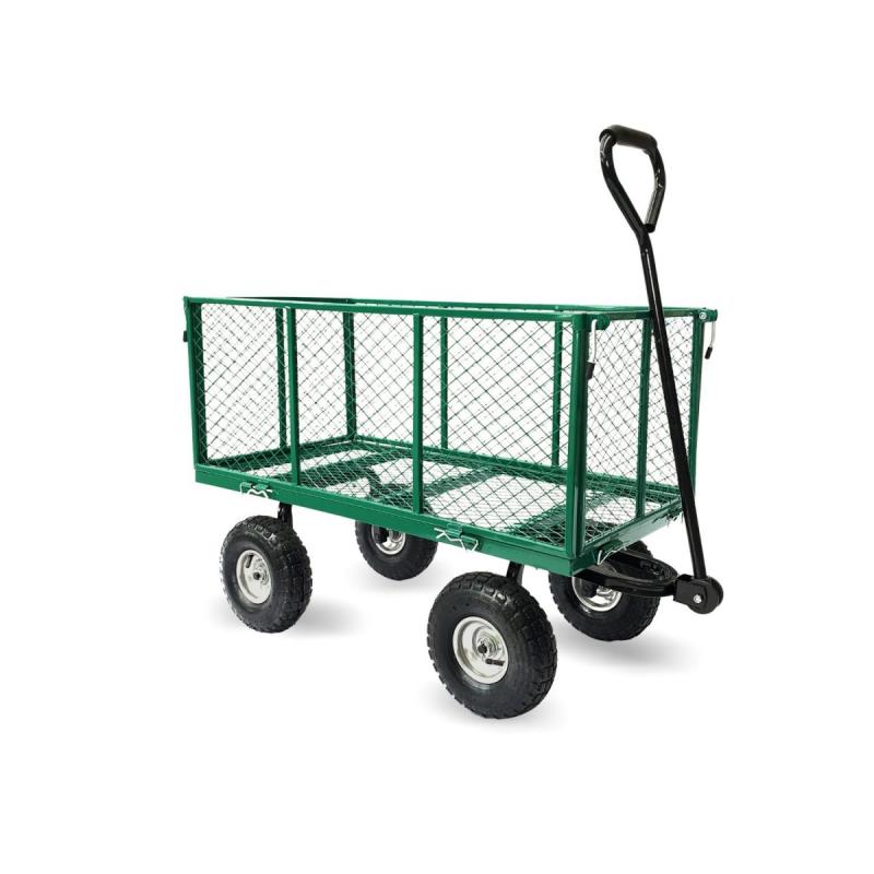 Steel Mesh Garden Trolley Cart Green