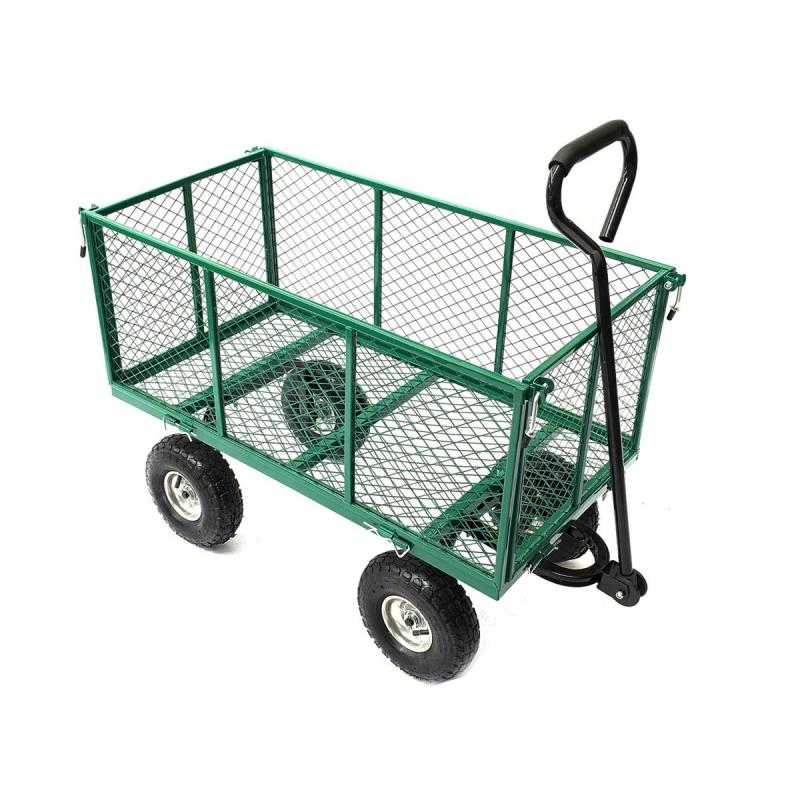 Steel Mesh Garden Trolley Cart Green