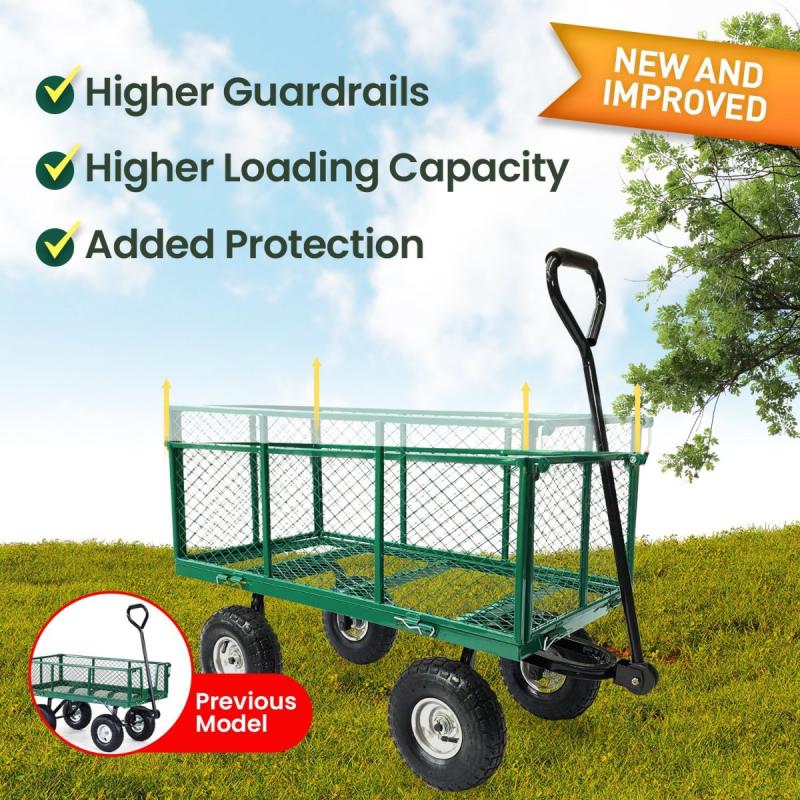 Steel Mesh Garden Trolley Cart Green