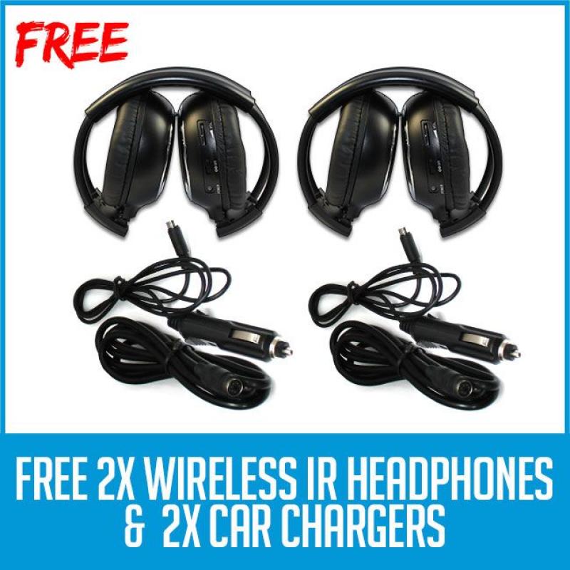 2x 9in Headrest DVD Player Car Monitor 1080p Usb Sony Lens Black