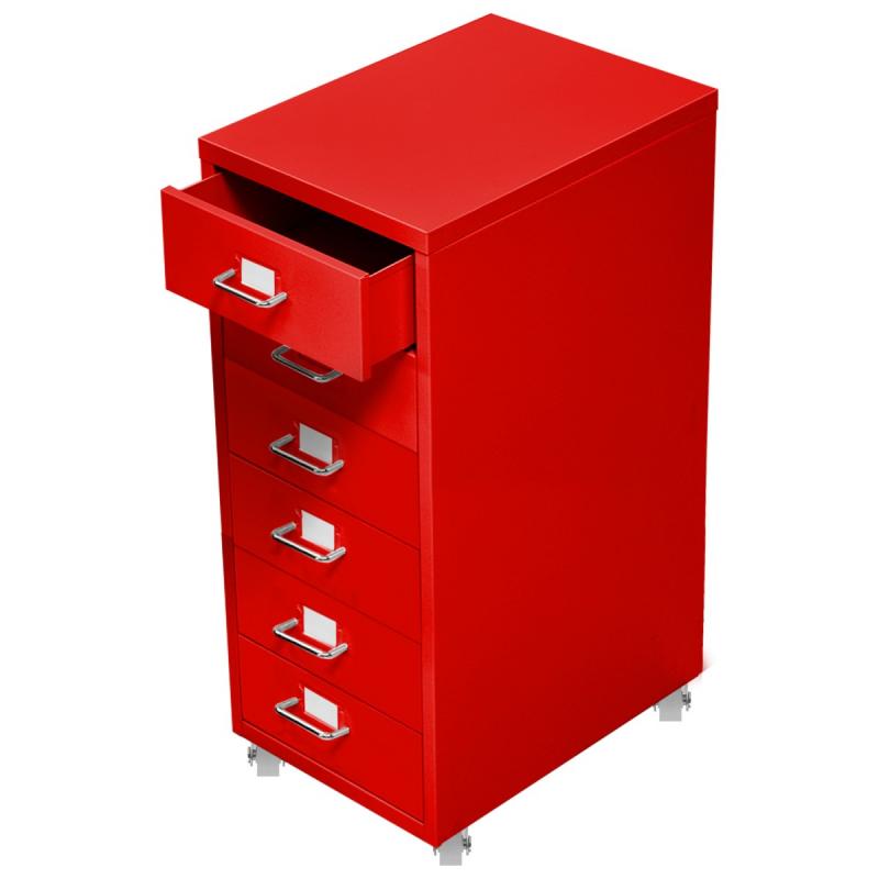 6 Drawers Steel File Red