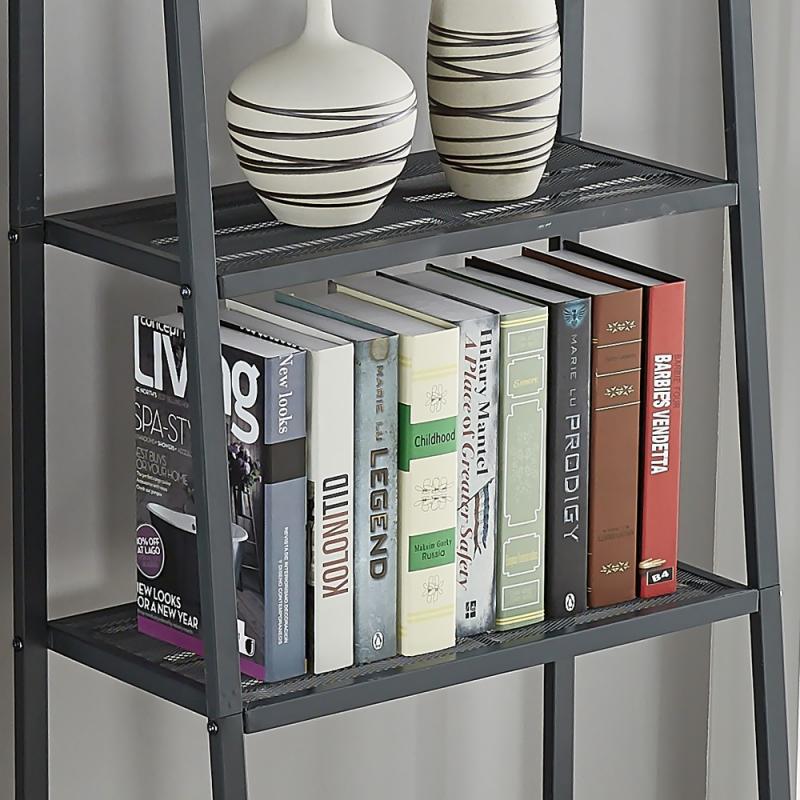 4 Tier Ladder Shelf Display Rack Black Colour