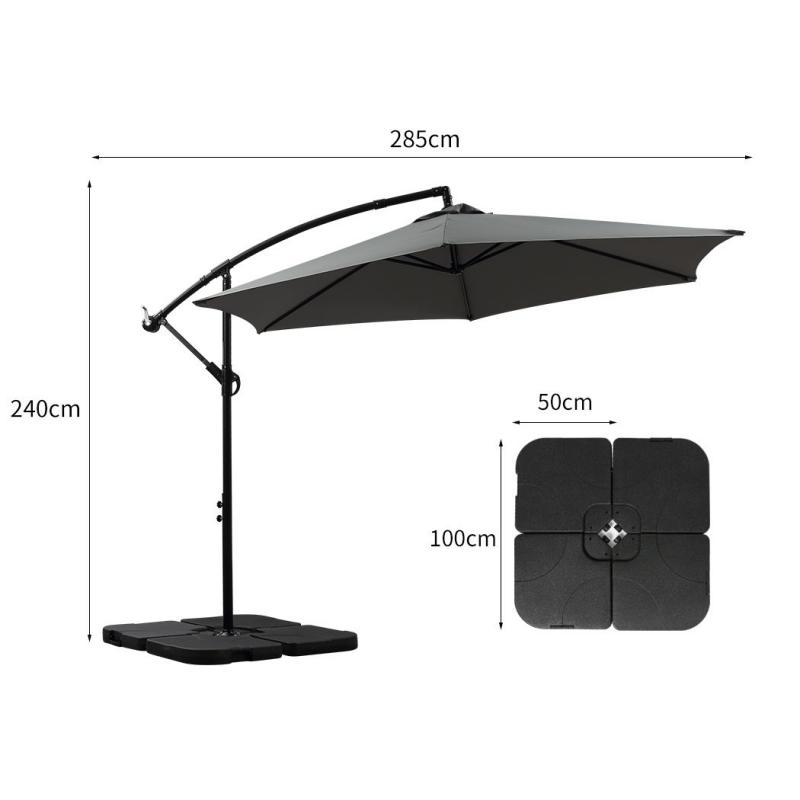 3M Outdoor Umbrella Cantilever Base Stand Cover Garden Patio Grey