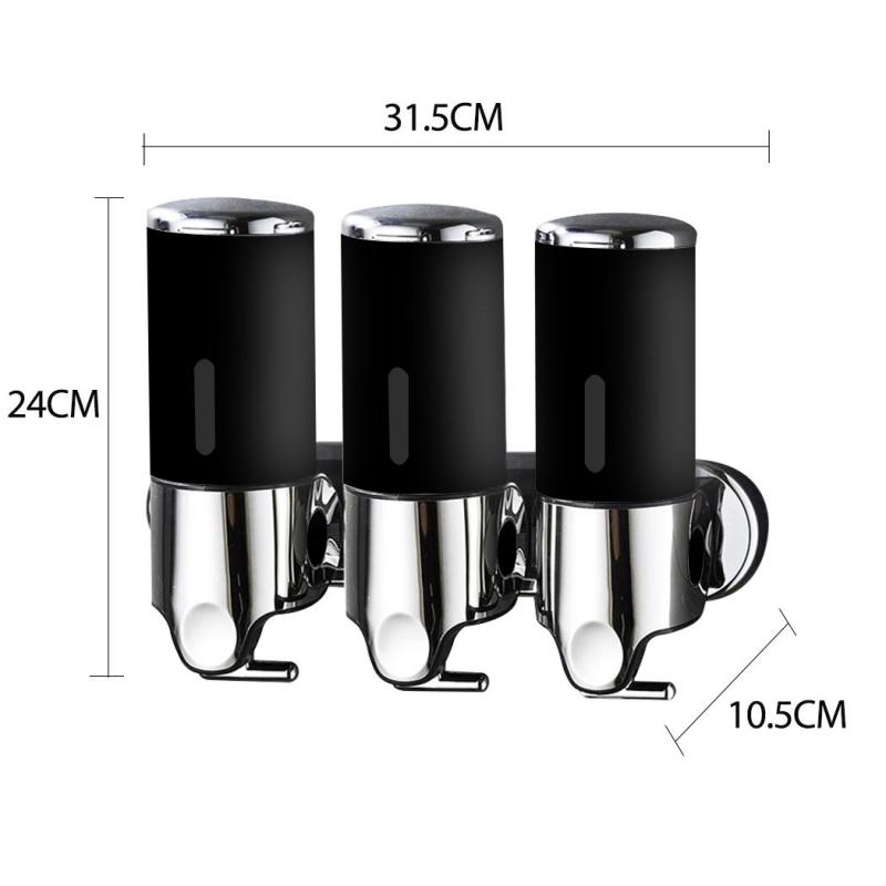 3 Bottles Bathroom Shower Soap Shampoo Gel Dispenser Pump 1500ml Black