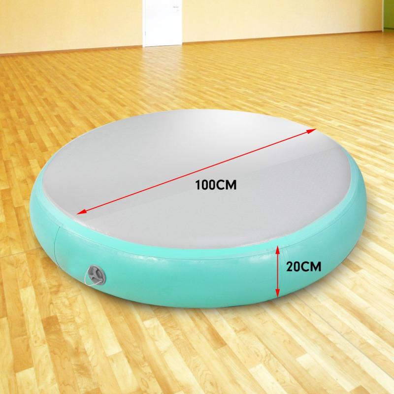 1m Air Track Spot Round Inflatable Gymnastics Tumbling Mat Green