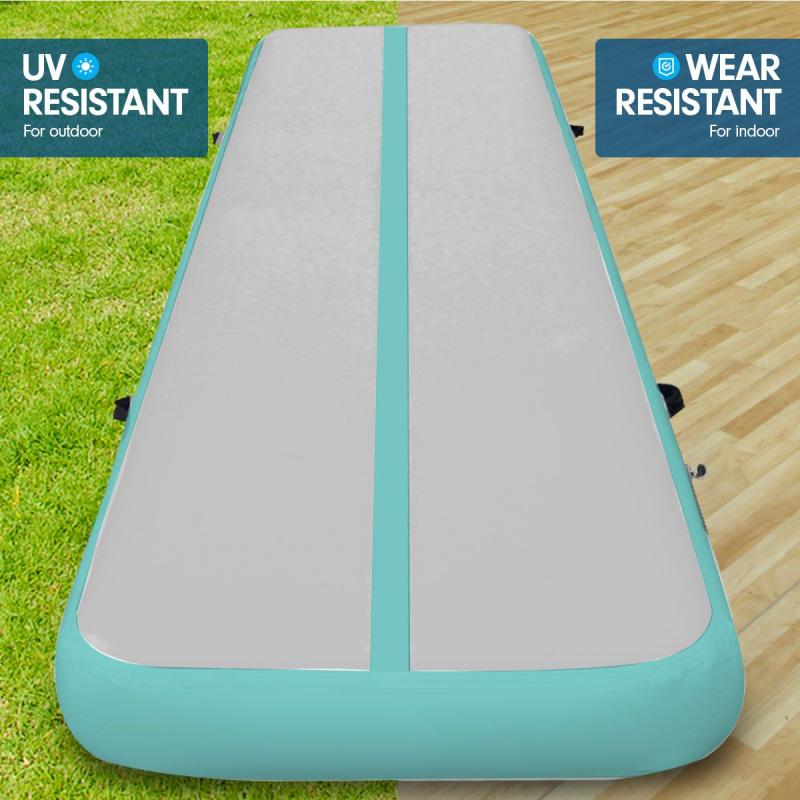 4m x 2m Air Track Gymnastics Mat Tumbling Exercise Grey Green