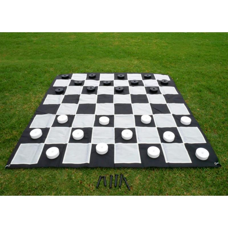 Giant Size Plastic Outdoor Checkers Game Set 1.5x1.5m