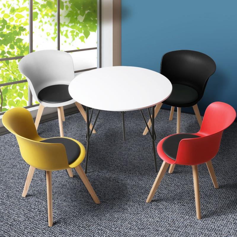 Office Table Chair Set 4 PU Leather Seat Dining Tables Desk Type 2
