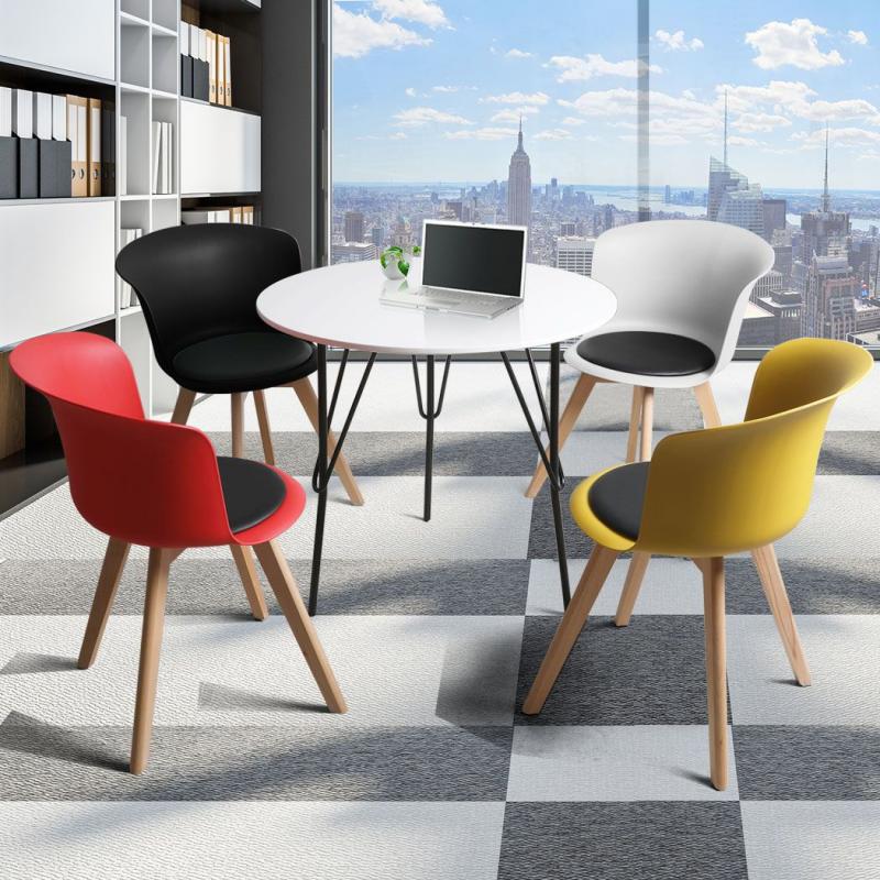 Office Table Chair Set 4 PU Leather Seat Dining Tables Desk Type 2