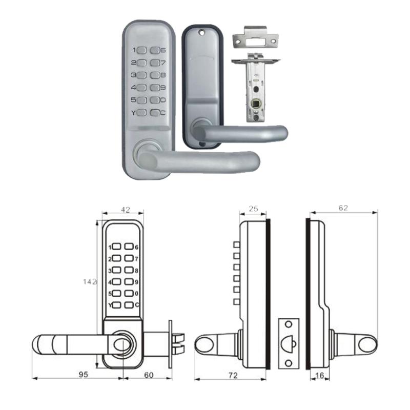 Mechanical push button door lock