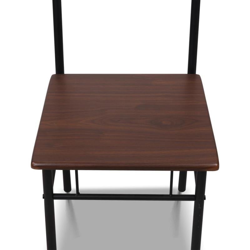 Metal Frame Table and Chairs Walnut & Black
