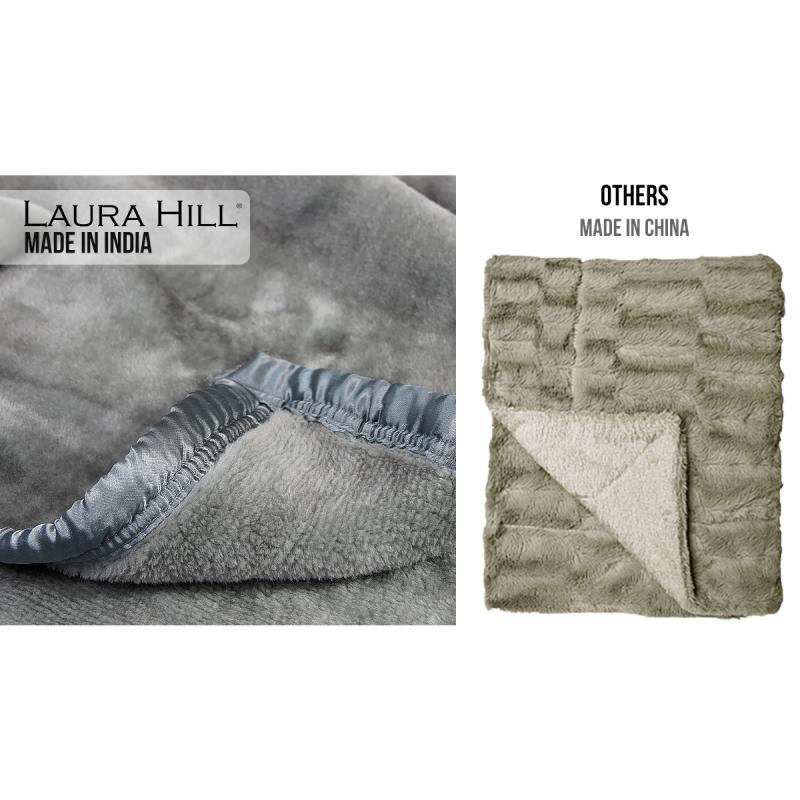 Laura Hill 600GSM DoubleSided Queen Size Faux Mink Blanket Silver