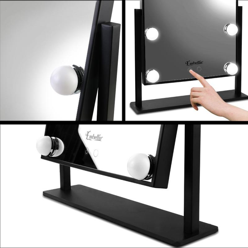 Standing Makeup Mirror with LED Lights Black